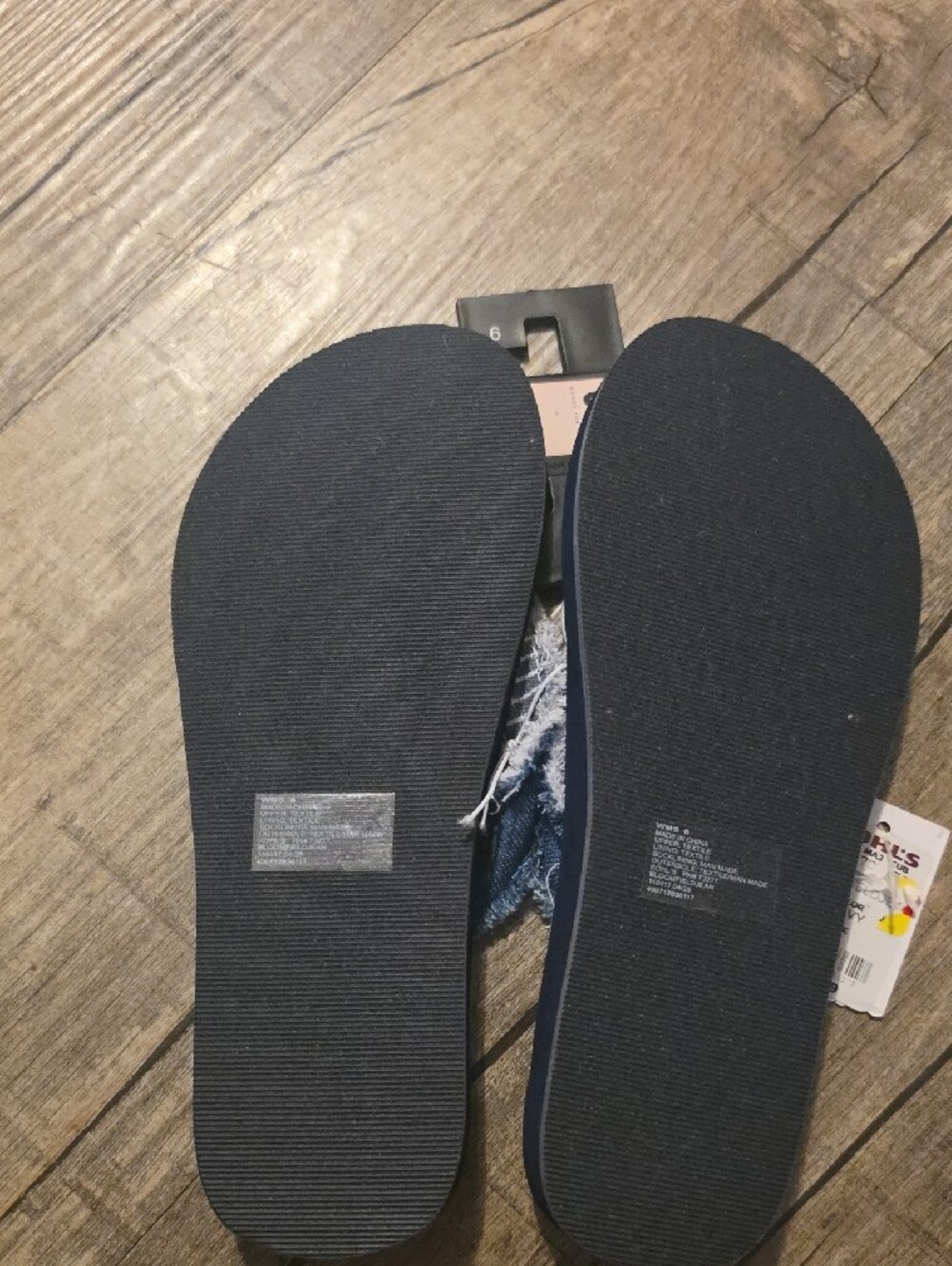 SO Navy Blue Flip Flops with Distressed Denim Straps - Picture 4 of 7